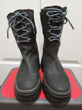 Timberland Malynn Black Lace-Up W/ Side Zip Faux-fur Lined Midcalf Winter Boots